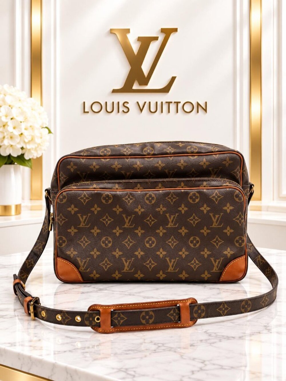 Authentic Louis Vuitton Nile GM Monogram Canvas Crossbody/Shoulder Bag Vintage
